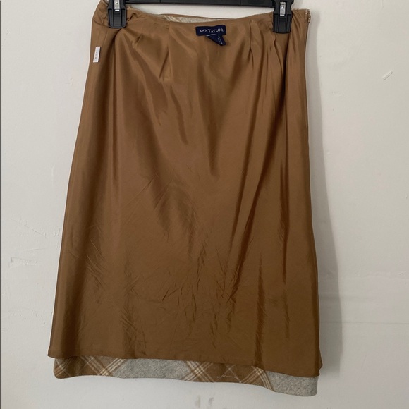 Ann Taylor vintage beige wool plaid pencil skirt size 2 - Picture 9 of 11